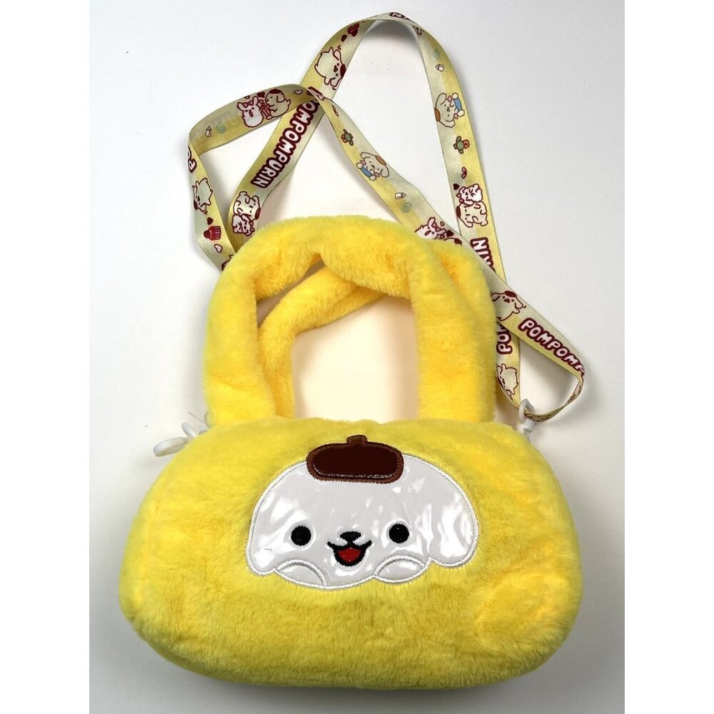 SANRIO Hello Kitty POMPOMPURIN 8.5"x5" Yellow Plush Shoulder Pillow Bag PURSE